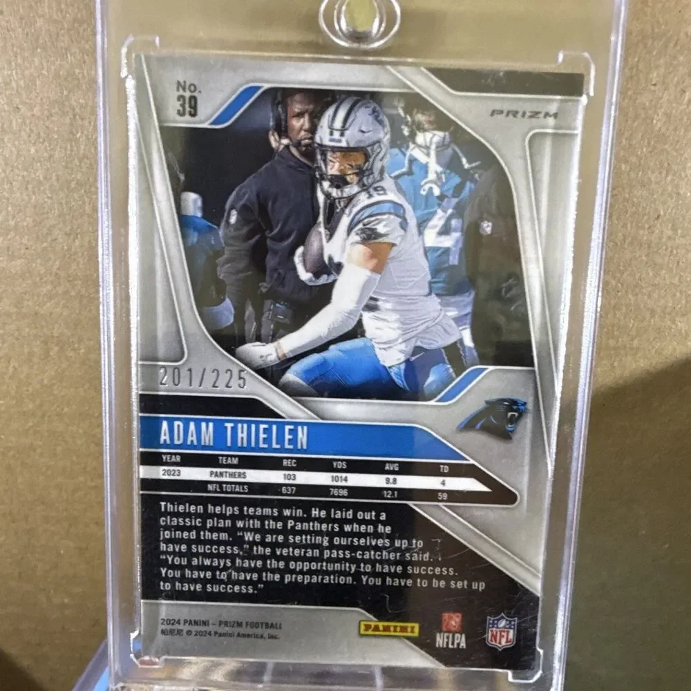 2024 Panini Prizm Purple Ice Prizm Adam Thielen #39 201/225 Panthers
